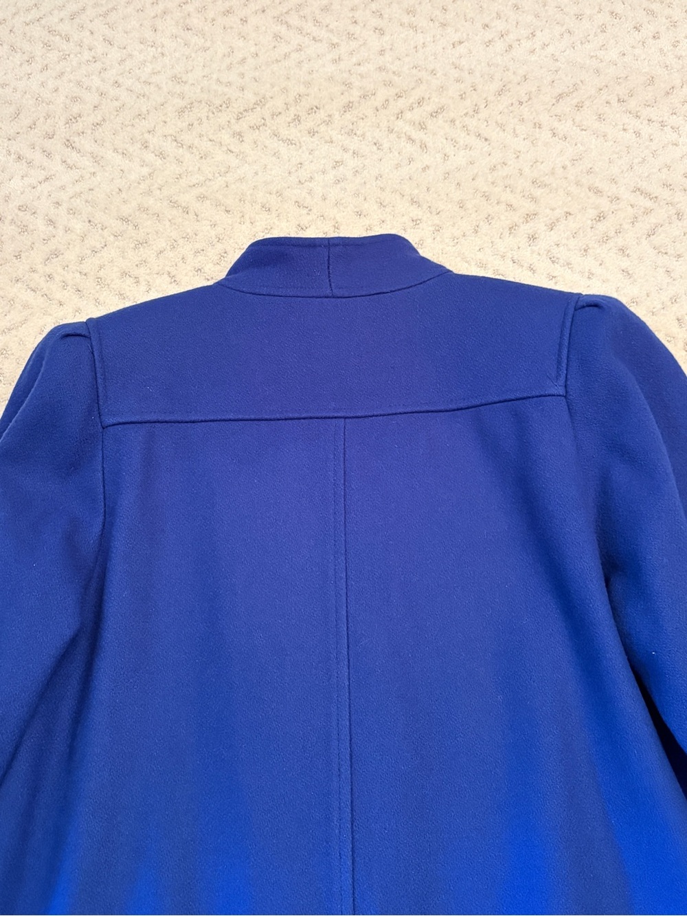 Vintage 70s Womans Royal Blue Wool Coat Size 12 Petite Union Made in USA Maxi - Picture 12 of 13